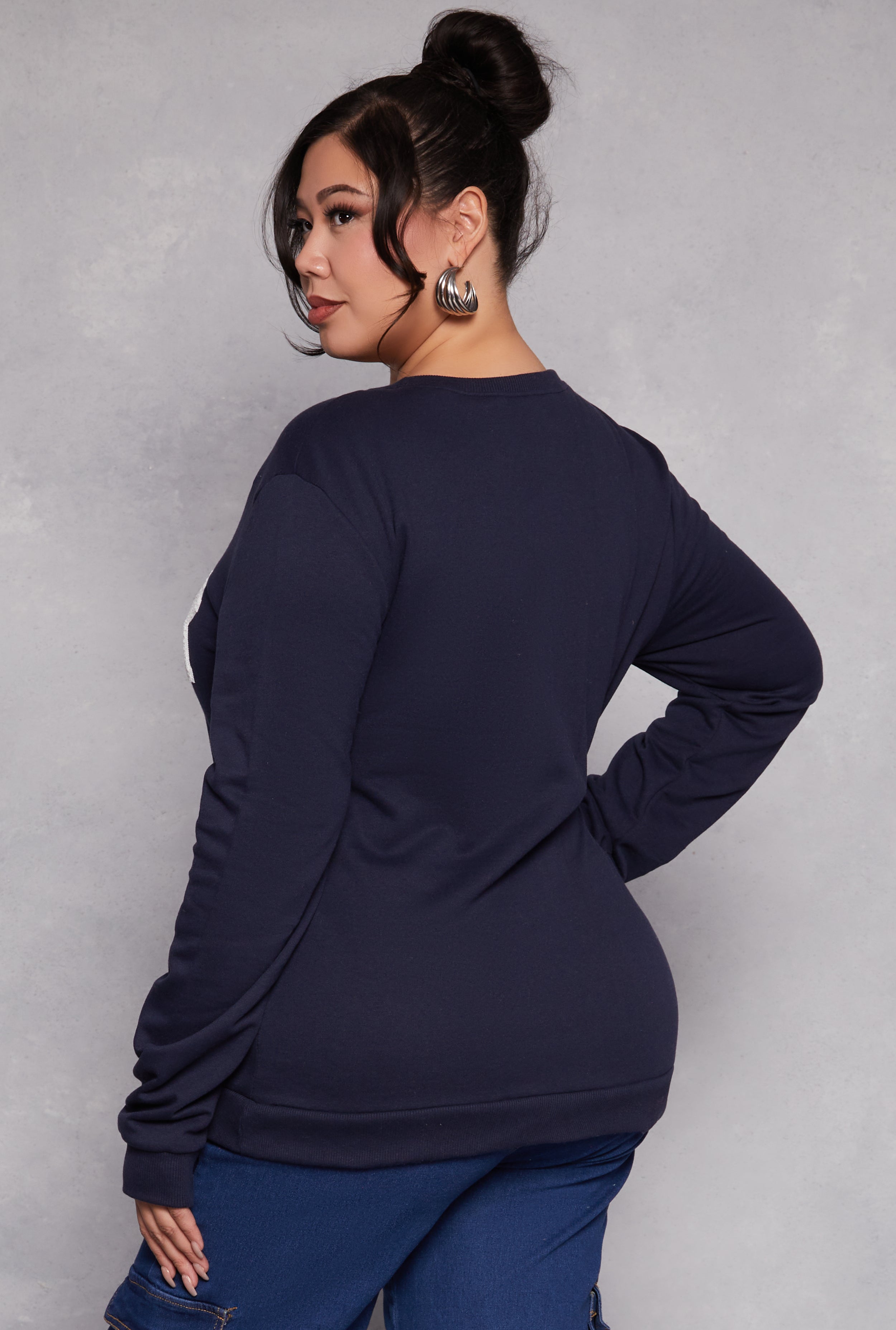 Plus Size New York Chenille Patch Sweatshirt、mySite、camillekostekn