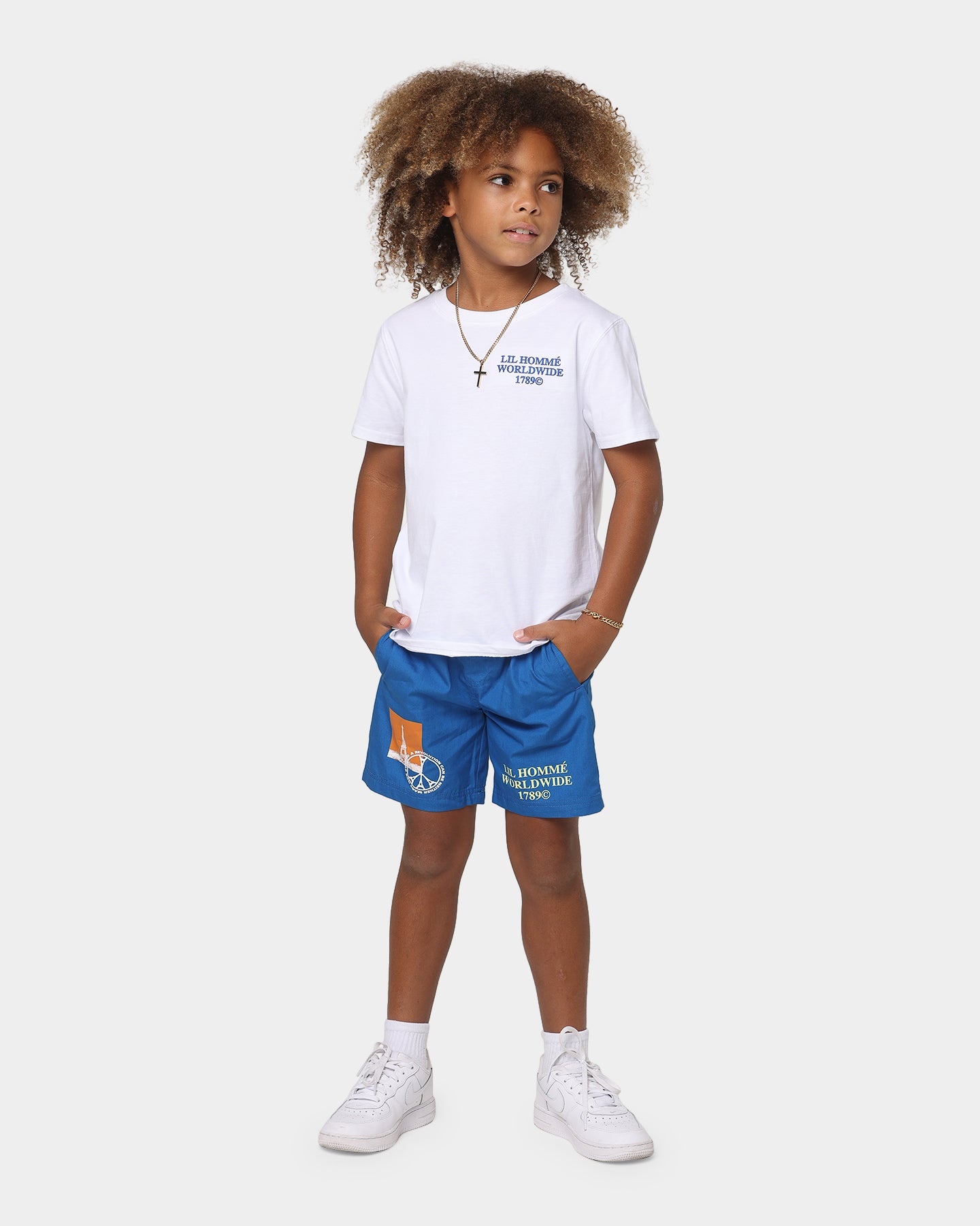 Lil Homme Kids' Worldwide T-Shirt Set White/Blue、mySite、zt4zffjzw