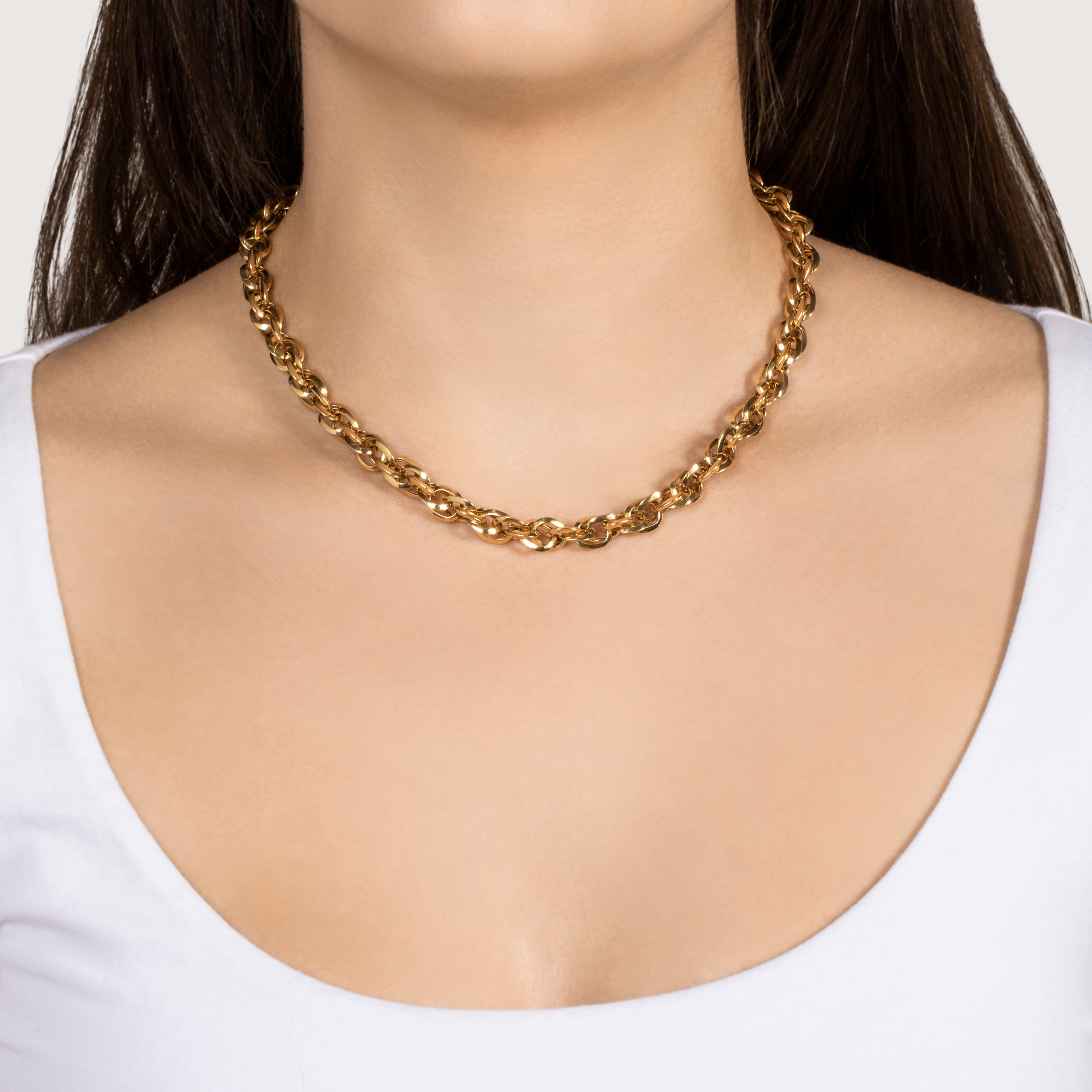 Vintage 18k Yellow Gold Rope Chain Necklace 16、mySite、hinf8tx79