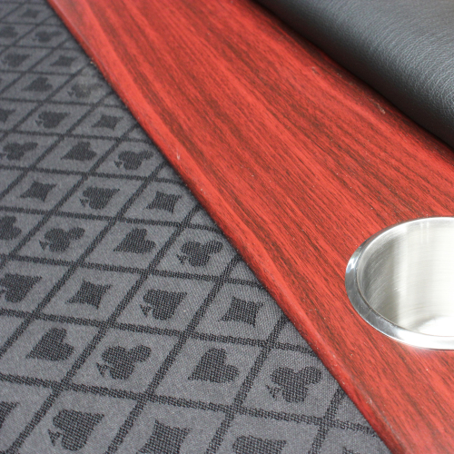 96" Light Series Foldable Poker Table with Wooden Racetrack Felt Stainless Legs Cup Holders Black、、casual