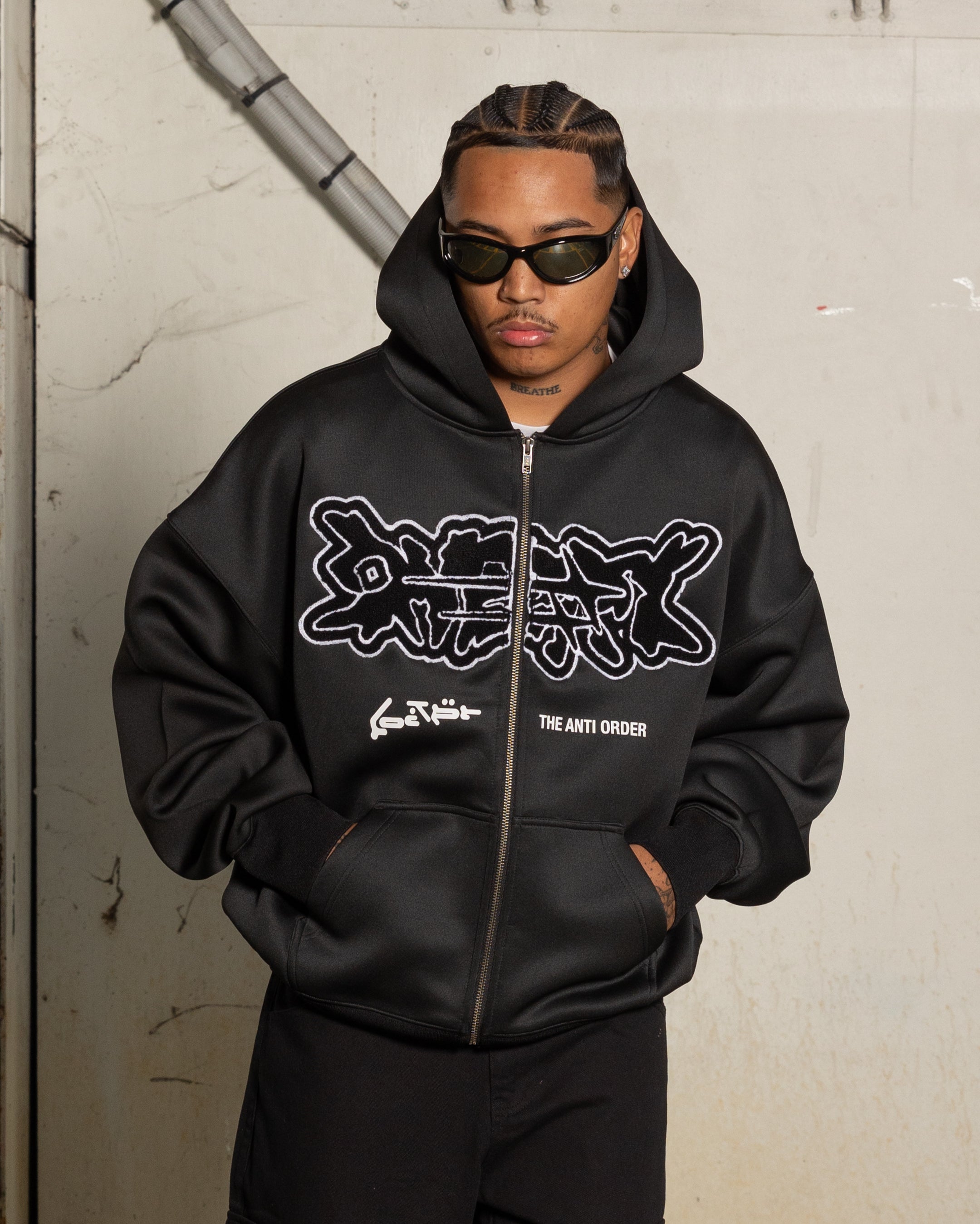 Loiter X The Anti Order Zip Hoodie Black、mySite、zt4zffjzw