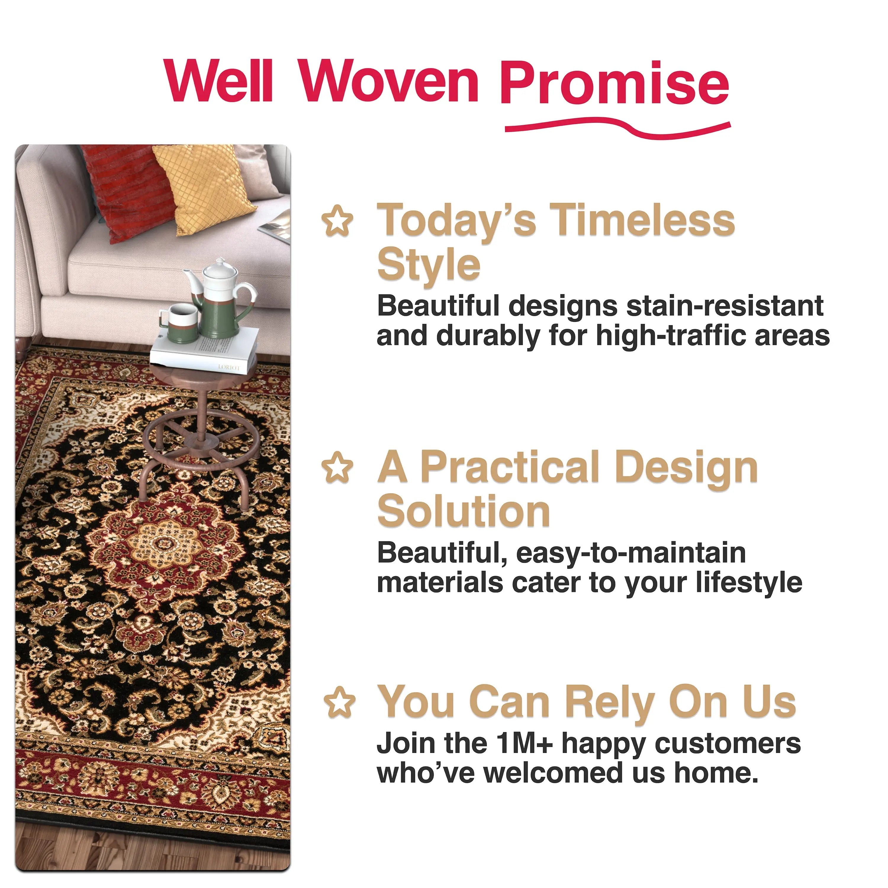 Medallion Kashan Black Traditional Rug、mySite、gigharbornorthrealestate