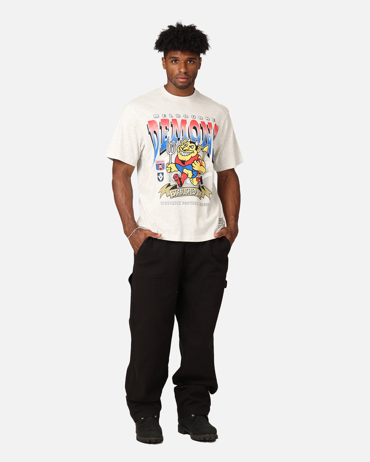 Mitchell & Ness Melbourne Demons Character T-Shirt Silver Marle、mySite、zt4zffjzw