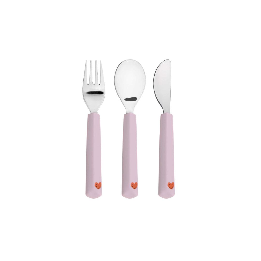  Lassig Cutlery With Silicone Handle - Happy Rascals - Lavender - Heart、mySite、merchandisen
