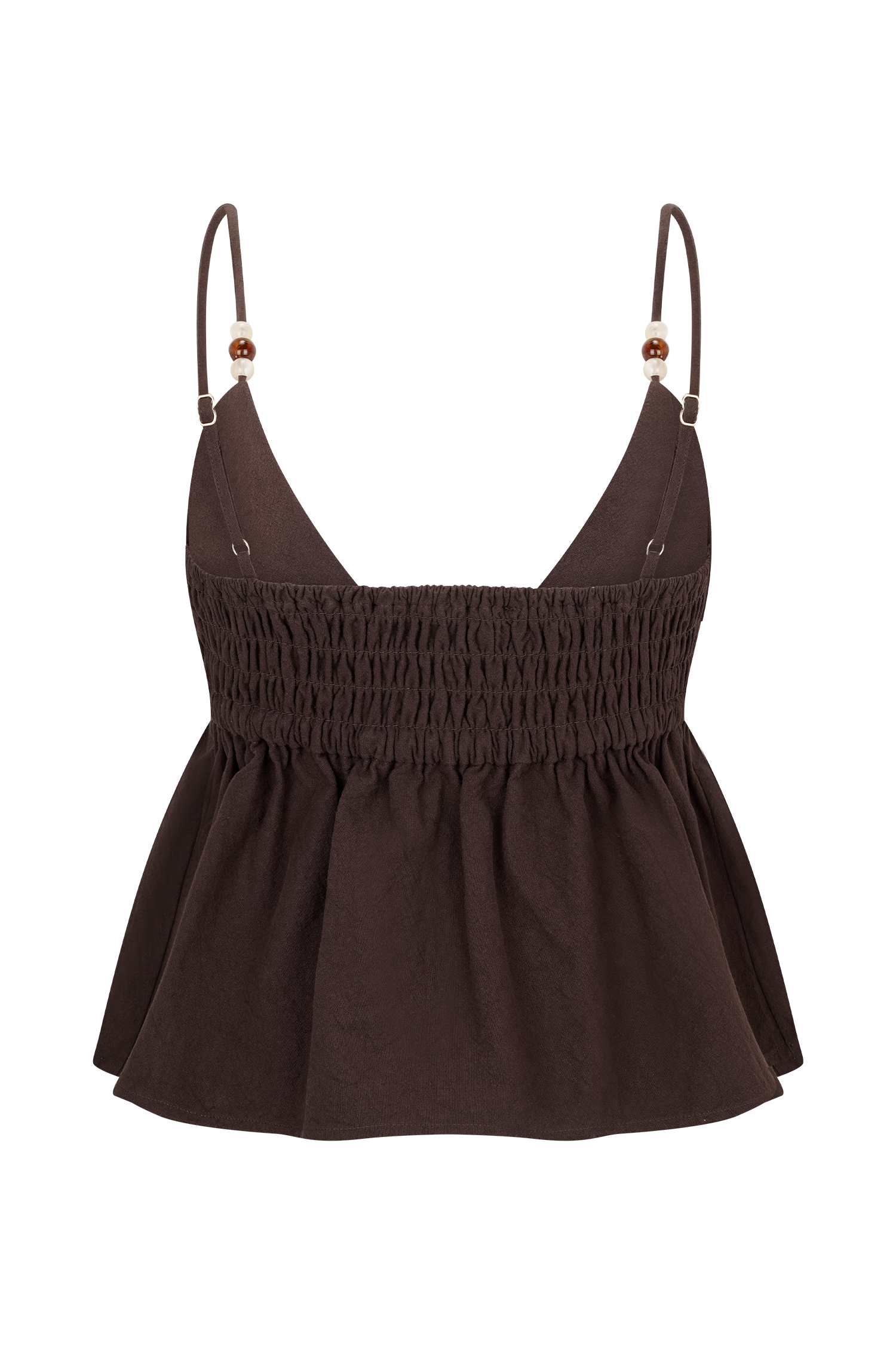 Janayia Cotton Beaded Top - Dark Espresso、mySite、solidvoid