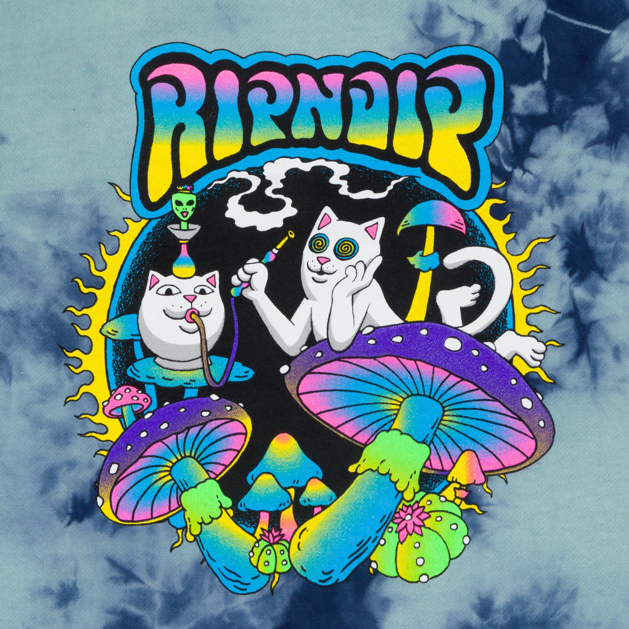  Psychedelic Garden Hoodie (Navy/Aqua Lightning Wash)、mySite、merchandisen