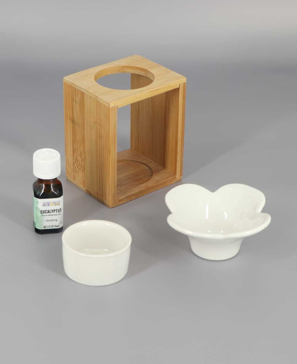 Ceramic and Bamboo Oil Burner Set Essential Oil、mySite、topwebapps