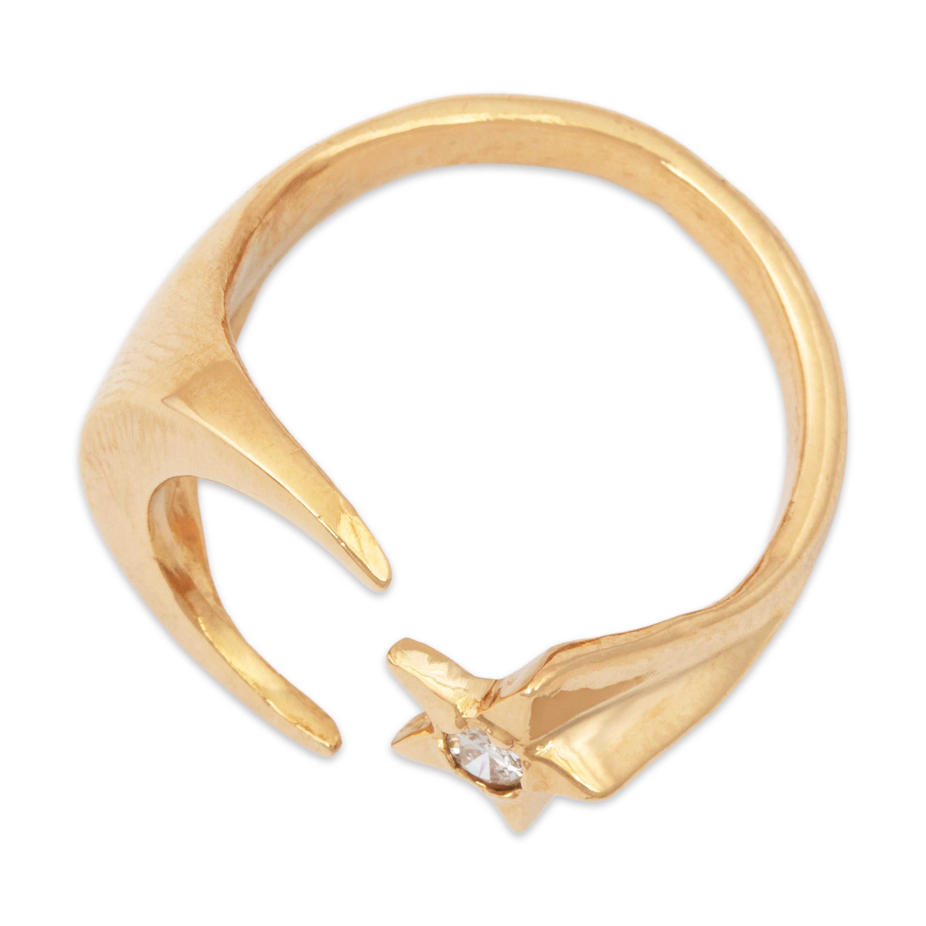 Vintage 14k Yellow Gold Diamond Celestial Moon & Star Ring 8.50、mySite、hinf8tx79