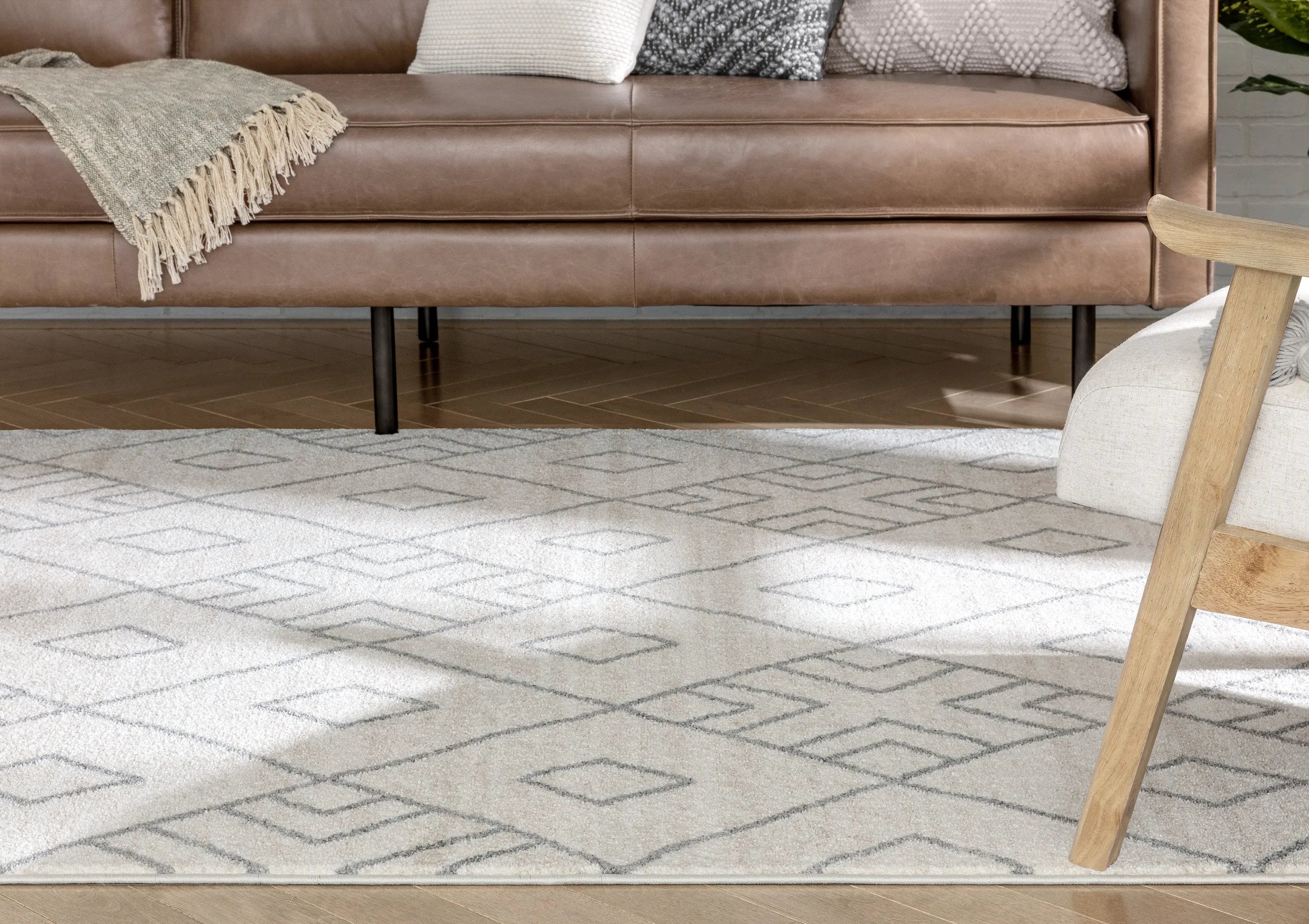 Diodelly Moroccan Lattice Trellis Ivory Grey Rug、mySite、gigharbornorthrealestate