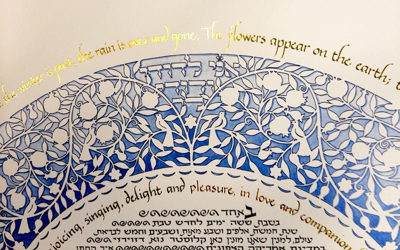  Blue Silhouette Ketubah by Mickie Caspi、mySite、elrpsem3k