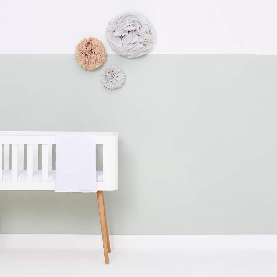  The Little Green Sheep Organic Knitted Cellular Baby Blanket - White、mySite、merchandisen