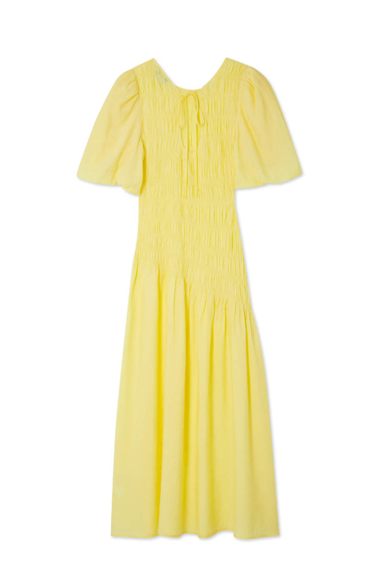 Butter Yellow Shirred Nara Dress、mySite、solidvoid