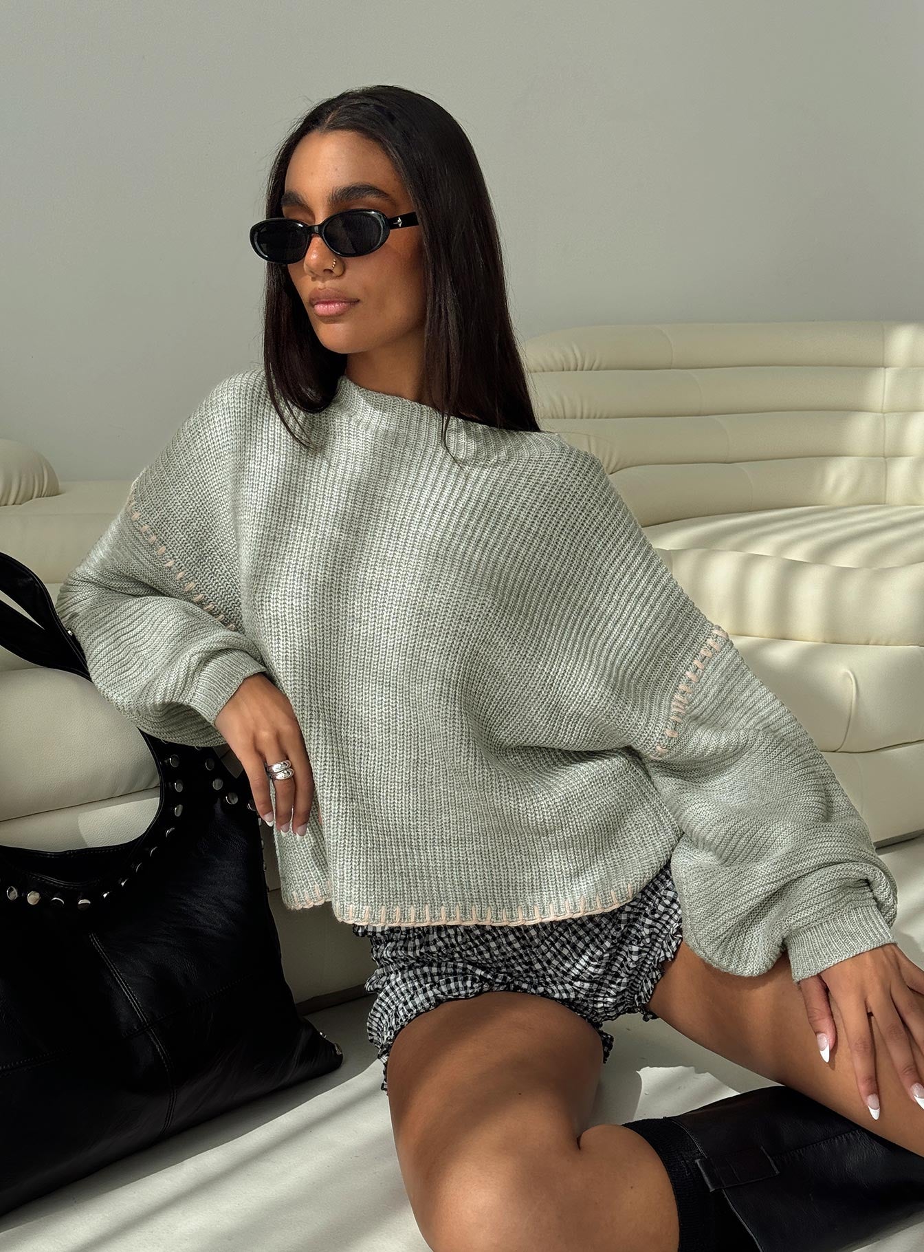 Baby I'm Back Knit Sweater Grey / Pink、mySite、solidvoid