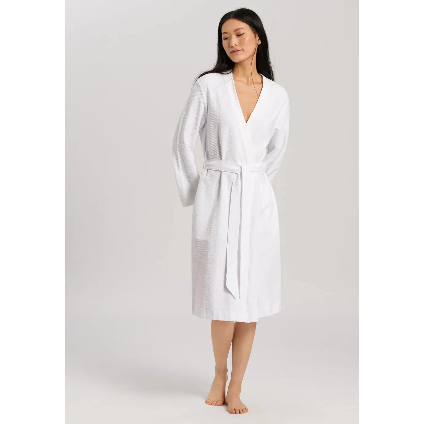  Hanro Cotton Pique Waffle Knit Robe - White、mySite、justintrudeaud