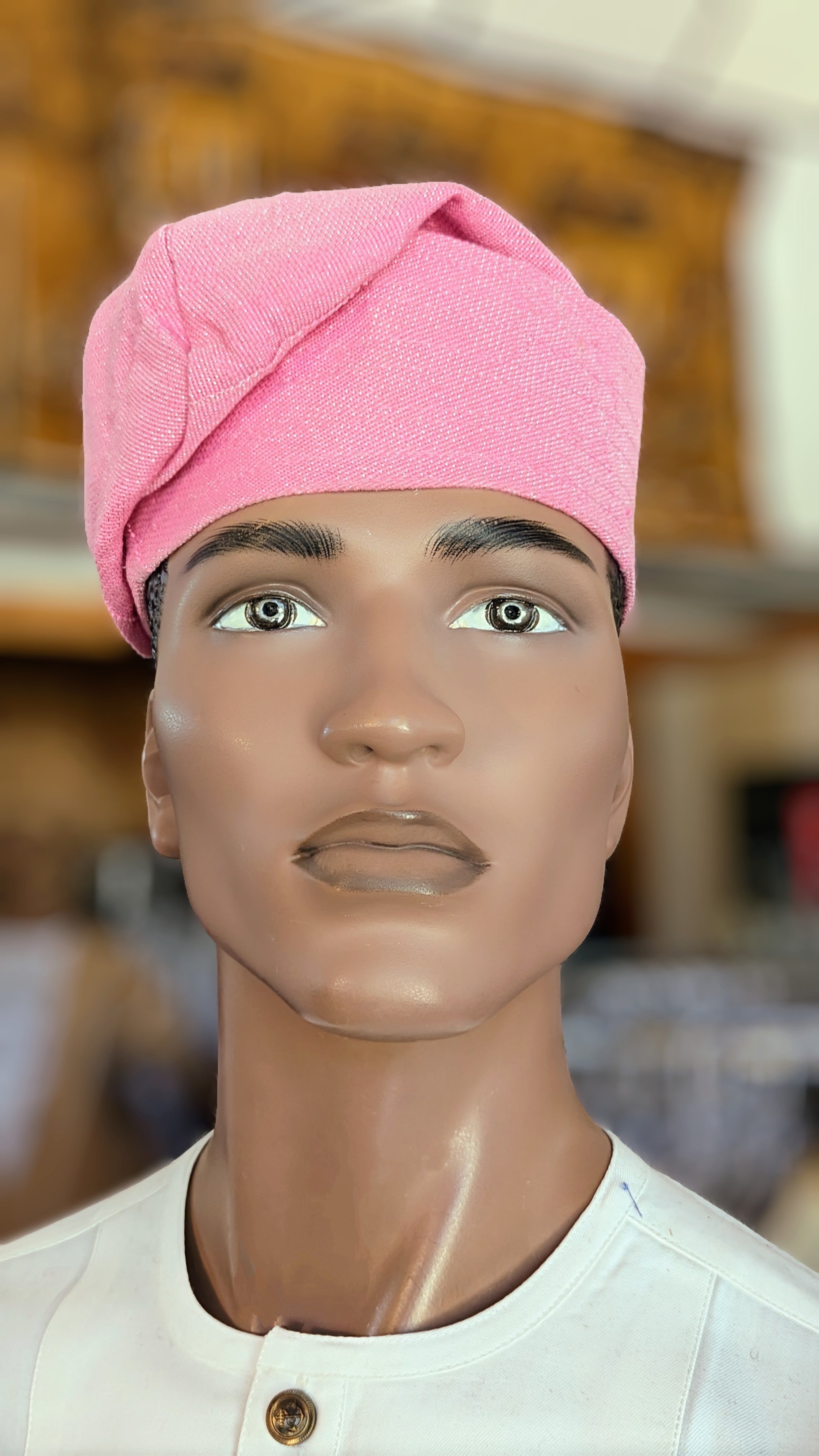 Dupsie's Pink Gberi Aso Oke handwoven Fila Kufi Cap African Hat DPHAAP21、mySite、solidvoid