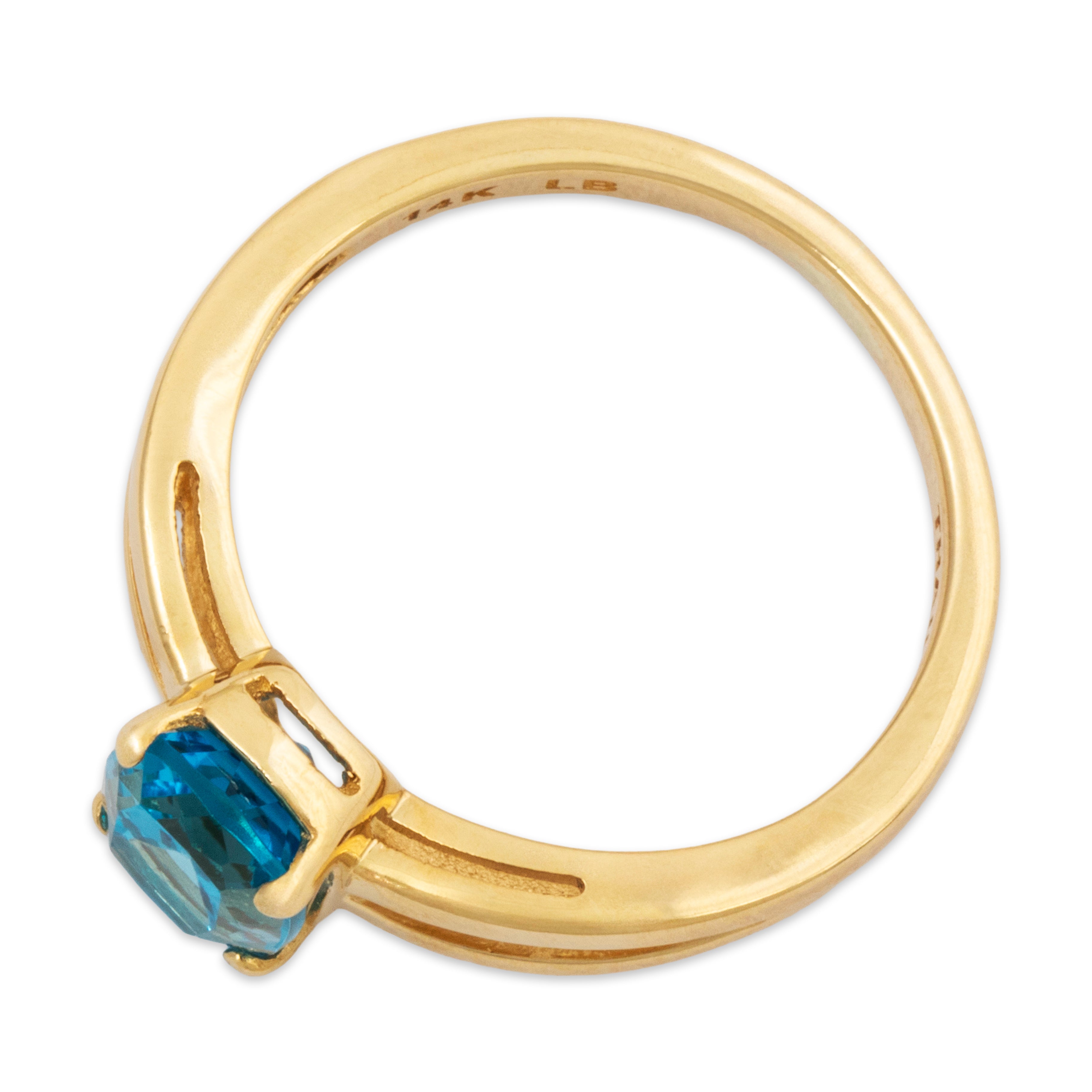 Vintage 14k Yellow Gold 1.8ct Swiss Blue Topaz Elongated Cushion Ring 6.75、mySite、hinf8tx79