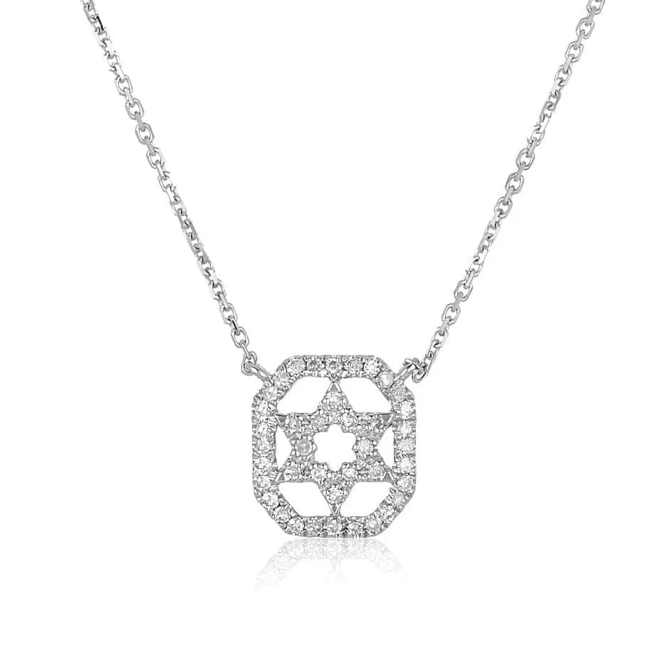 Pave Diamond Star of David Necklace - 14k Yellow or White Gold、mySite、topwebapps