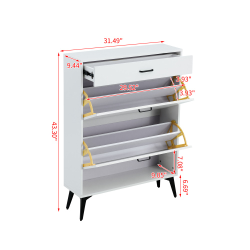 Shoe Cabinet , Shoe storage shelves, metal leg, White、、casual
