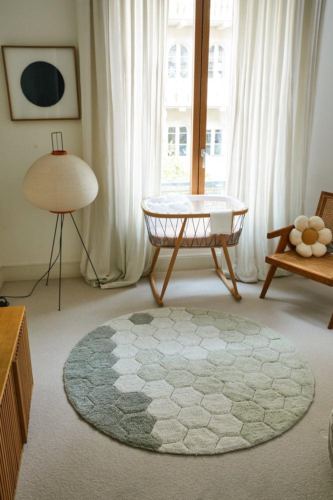 WASHABLE ROUND RUG HONEYCOMB BLUE SAGE、mySite、gigharbornorthrealestate