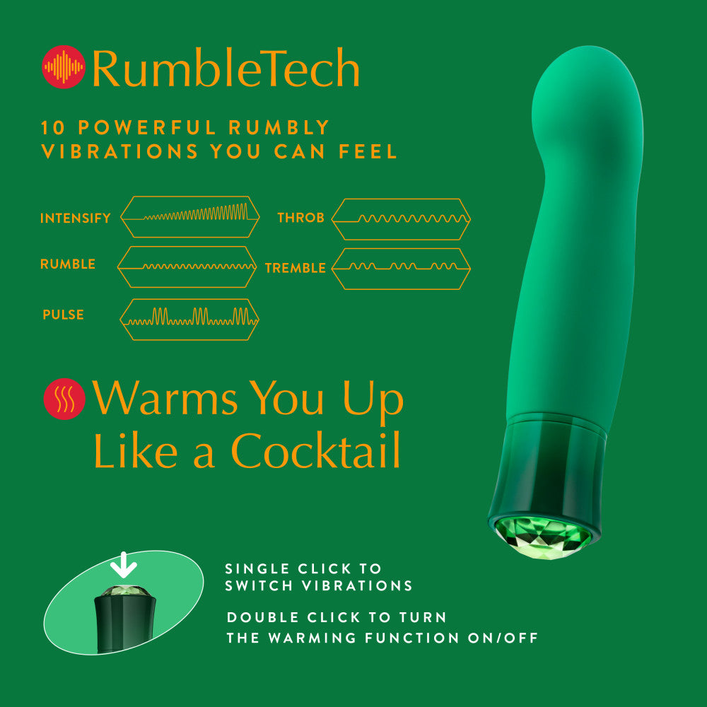 Oh My Gem By Blush® | Enchanting: 5.5 Inch Warming G Spot Stimulation Vibrator in Emerald with Powerful RumboTech™ Technology、mySite、bottomscart