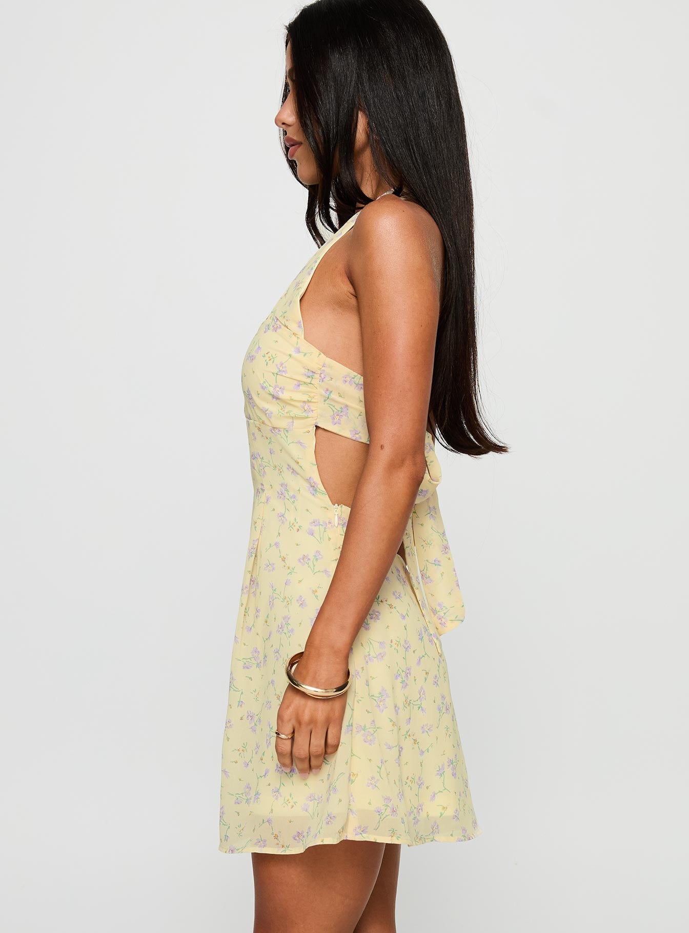 Rosamie Halter Mini Dress Cream / Floral、mySite、solidvoid