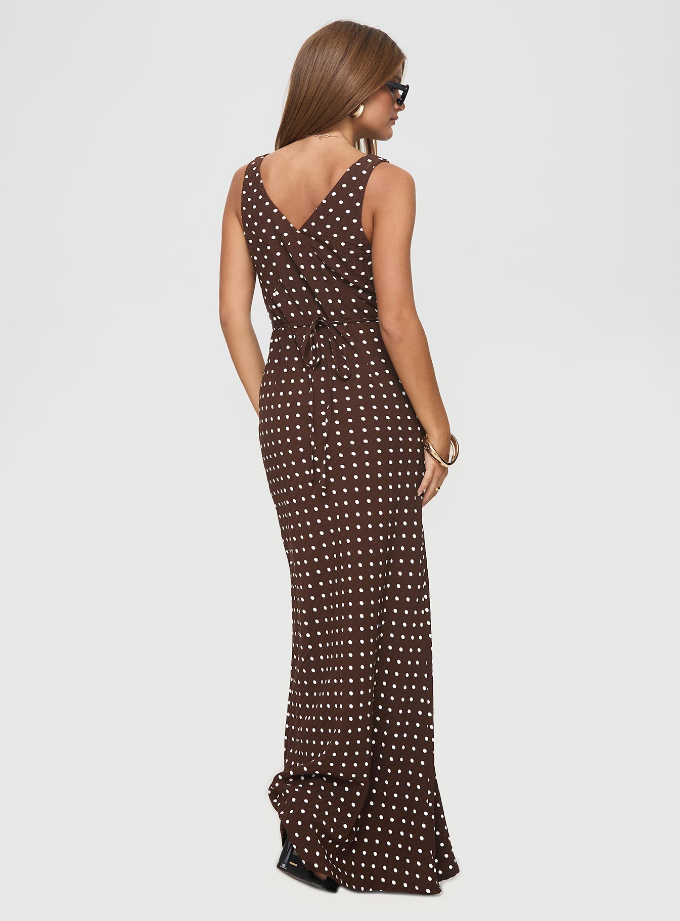 Nellie Maxi Dress Brown Polka Dot、mySite、solidvoid