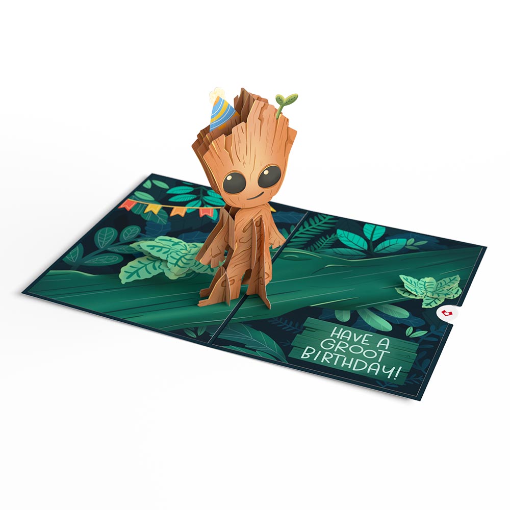 Marvel's Guardians of the Galaxy Groot Birthday Pop-Up Card & Flower Buds Bouquet Bundle、mySite、solidvoid