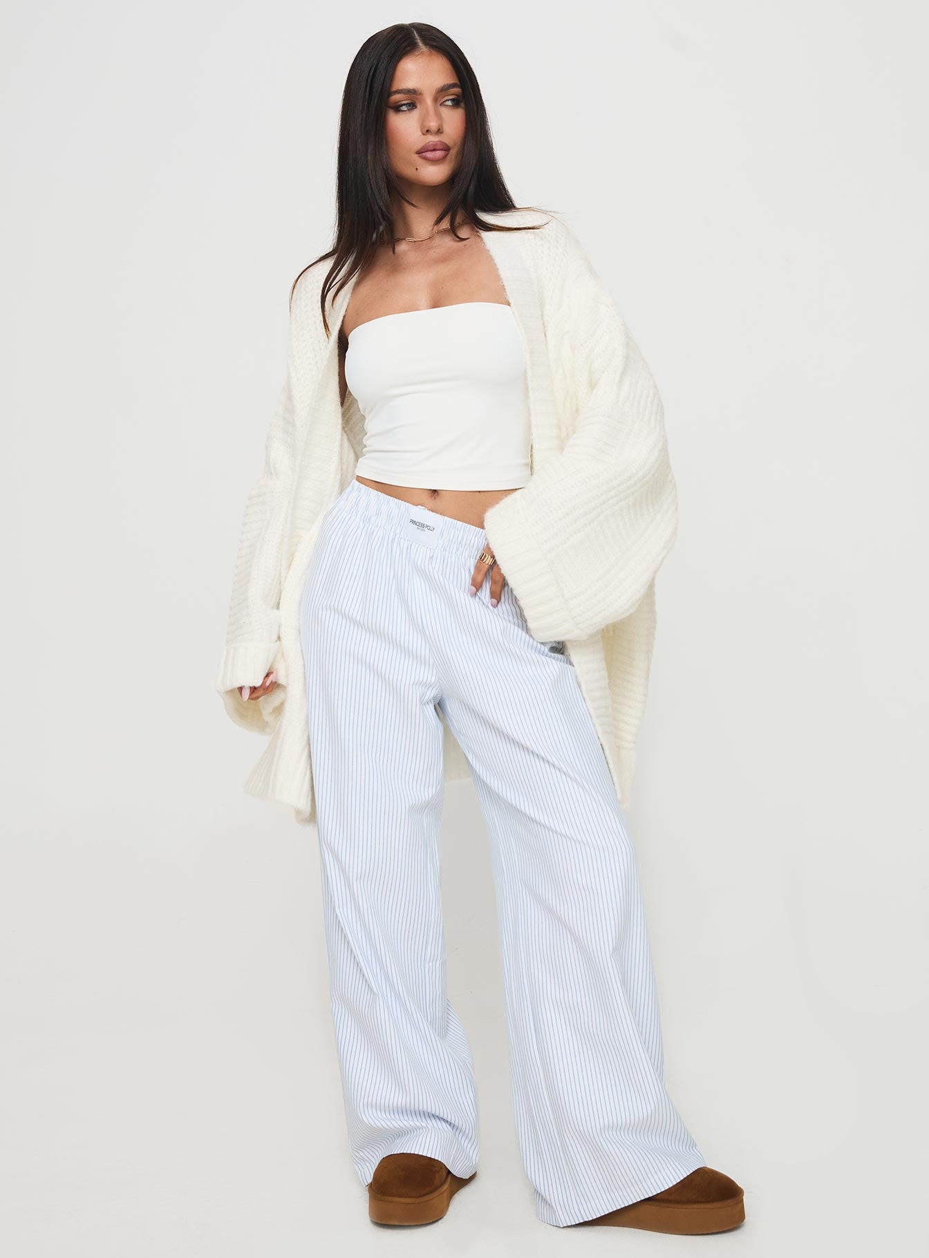 Paisleigh Cable Knit Cardigan Cream、mySite、solidvoid