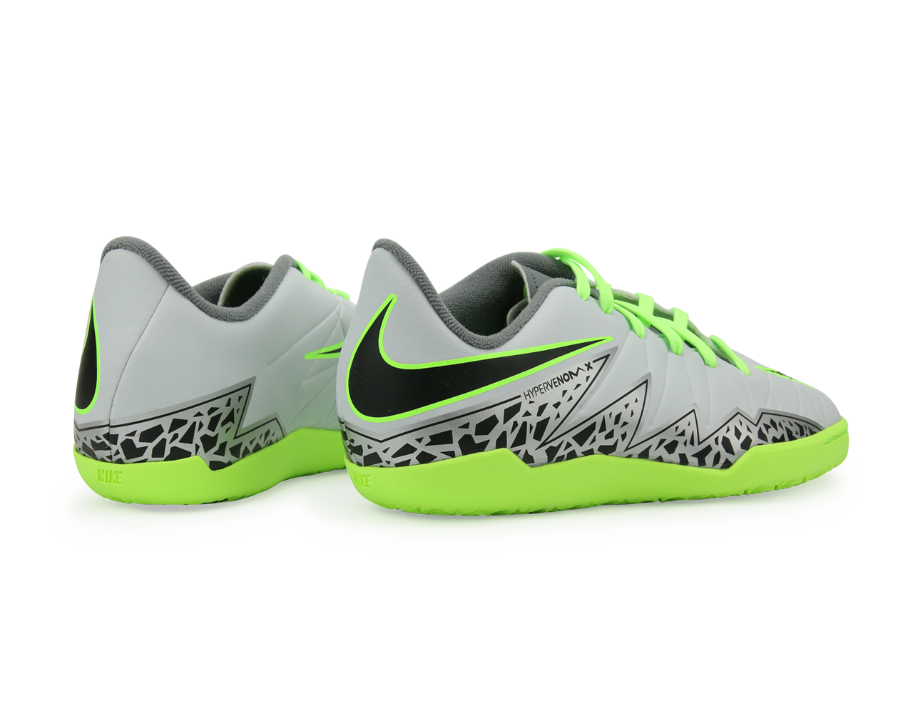 Nike Kids HypervenomX Phelon II Indoor Soccer Shoes Pure Platinum/Black/Ghost Green、mySite、noshort
