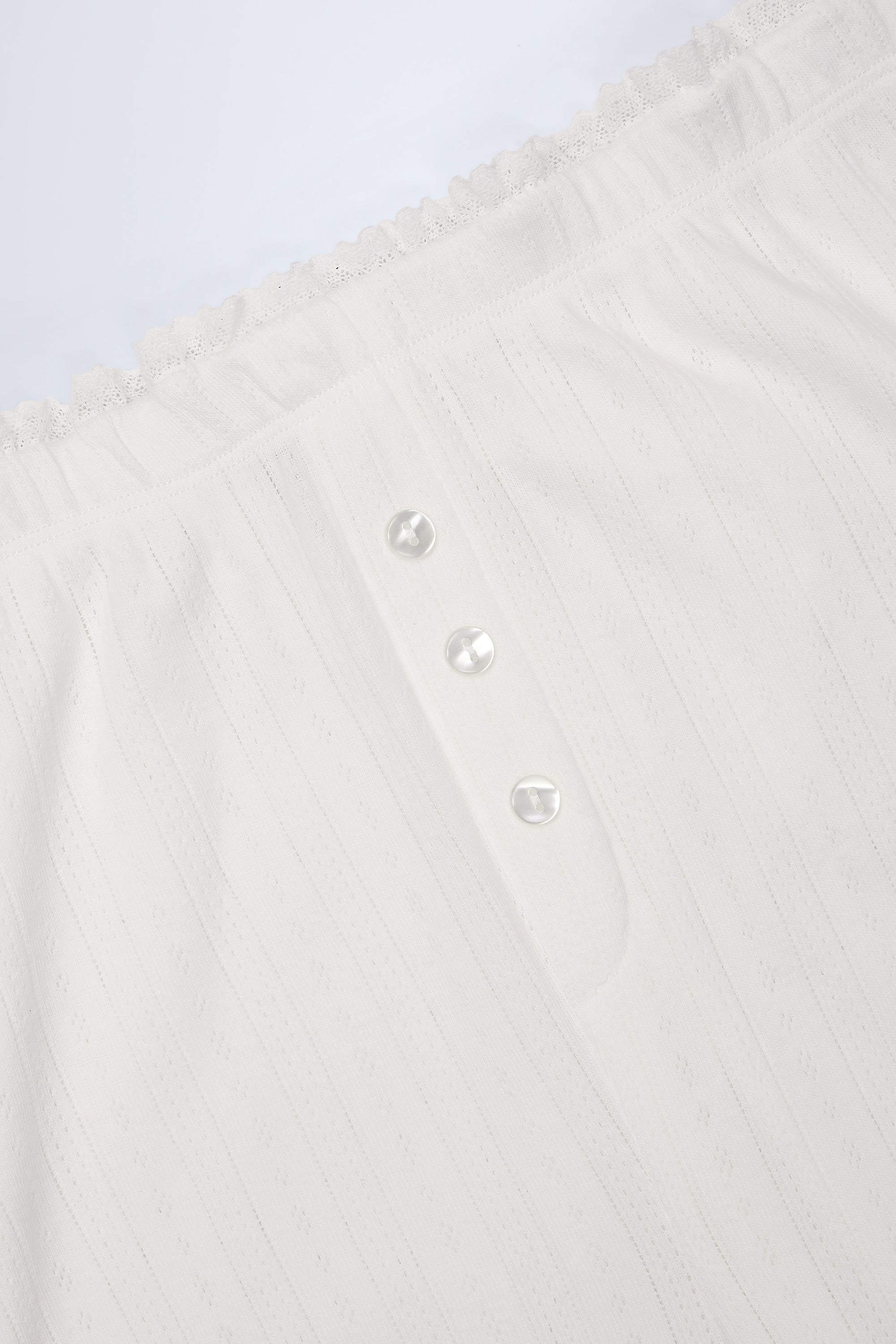  Pointelle Mid-Rise Straight-Leg Trousers in White、mySite、sugarbowlscore