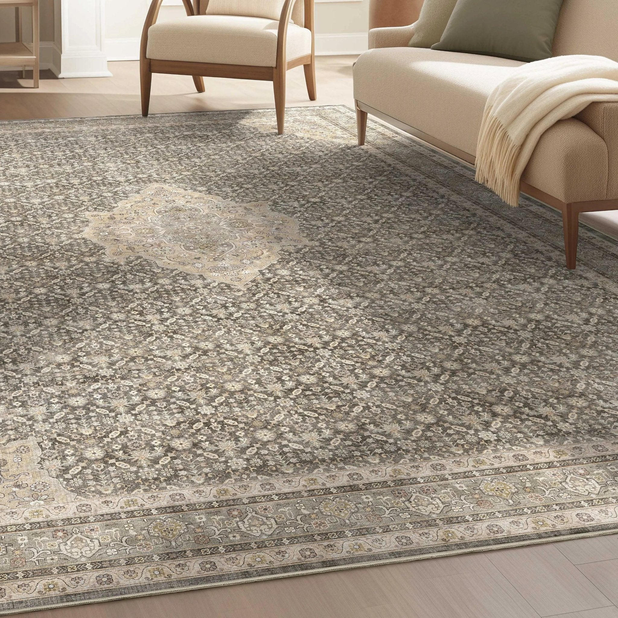 Asha 2-in-1 Lilith Vintage Oriental Kilim Rug + Rug Pad Included、mySite、gigharbornorthrealestate