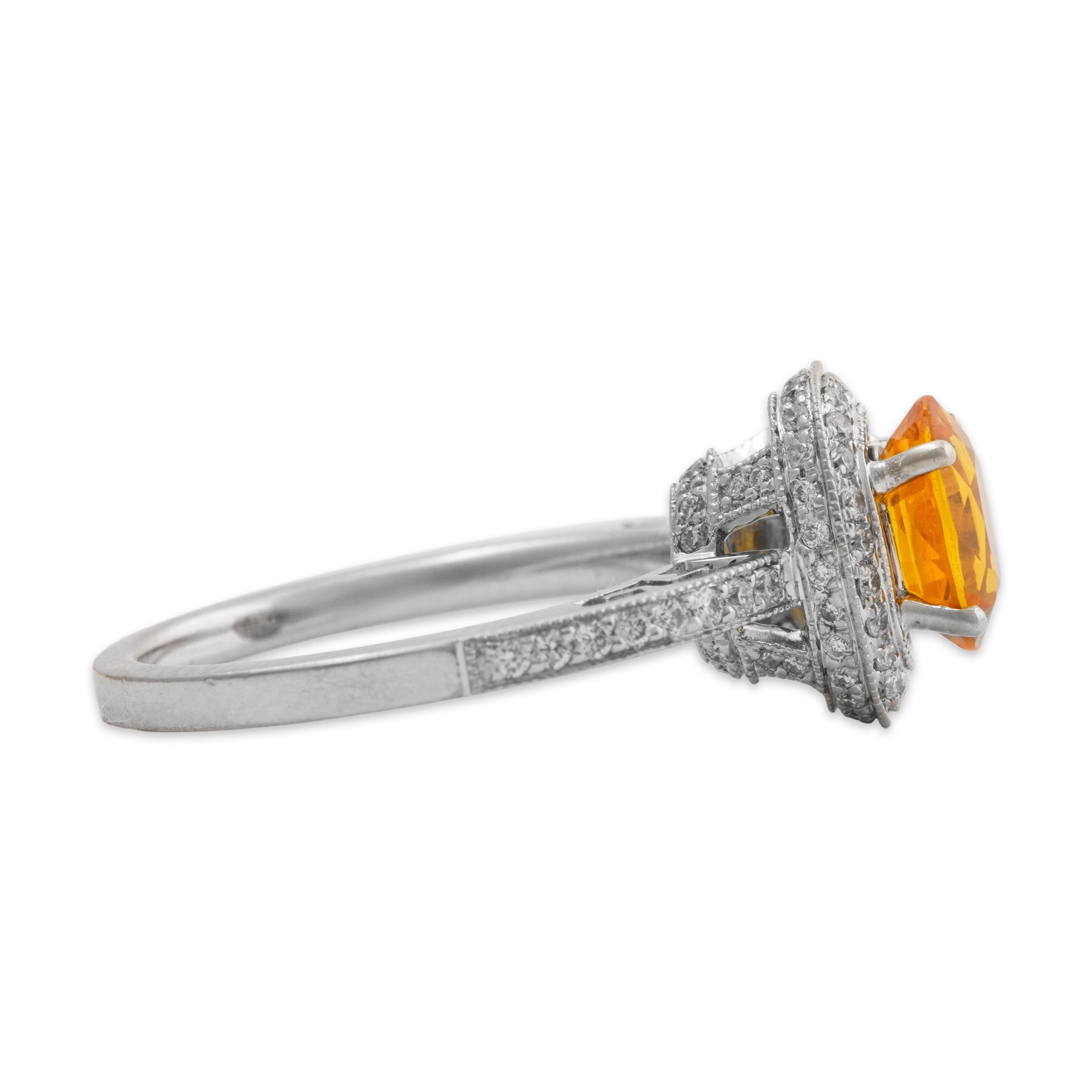 Vintage 18k White Gold 1.54ct Yellow Sapphire 0.5cttw Diamond Radiant Ring 6.50、mySite、hinf8tx79