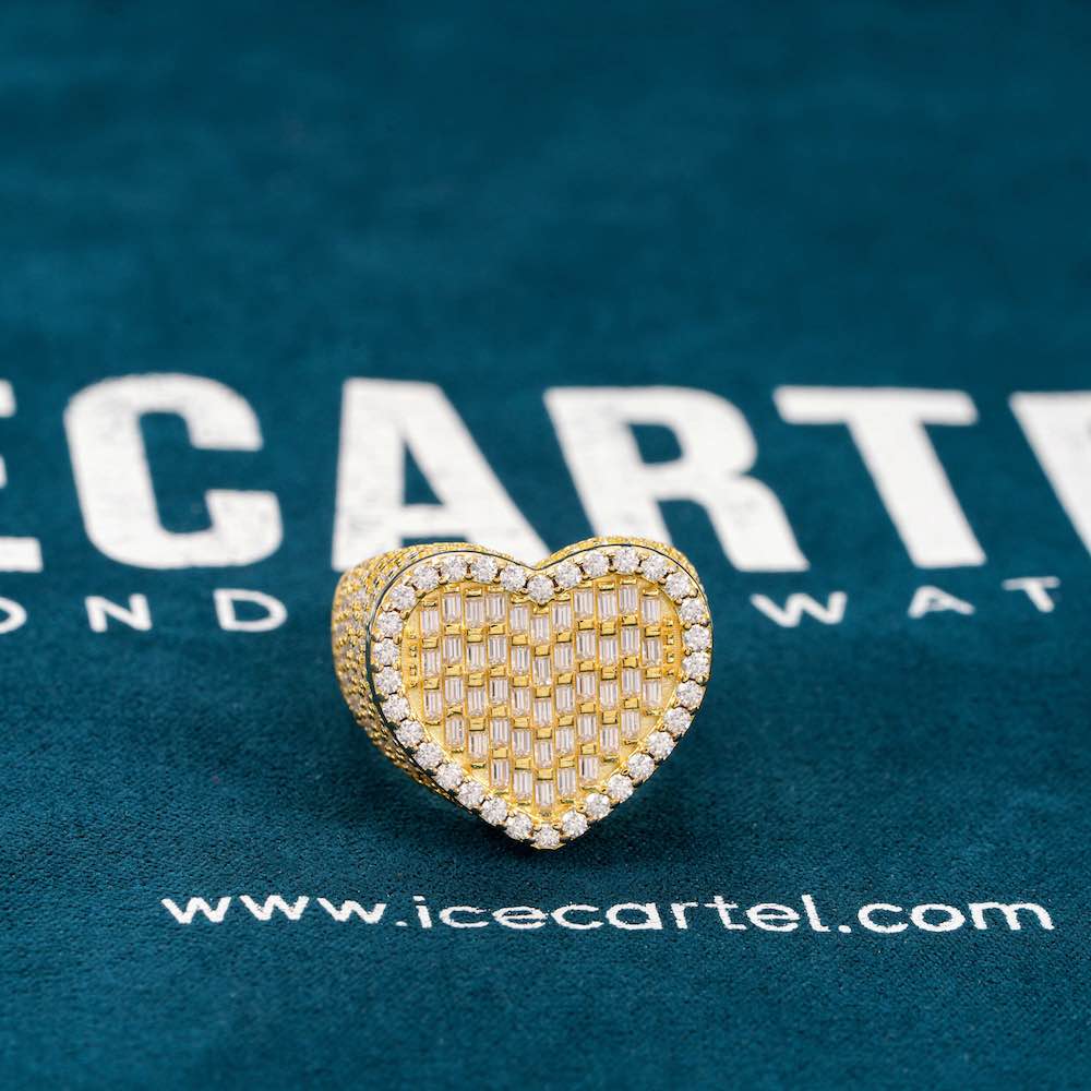 Moissanite Baguette Heart Signet Ring 14K Gold、mySite、hinf8tx79