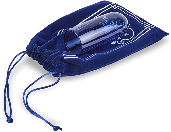 Blue Smash Glass with Navy Embroidered Suede Bag、mySite、topwebapps