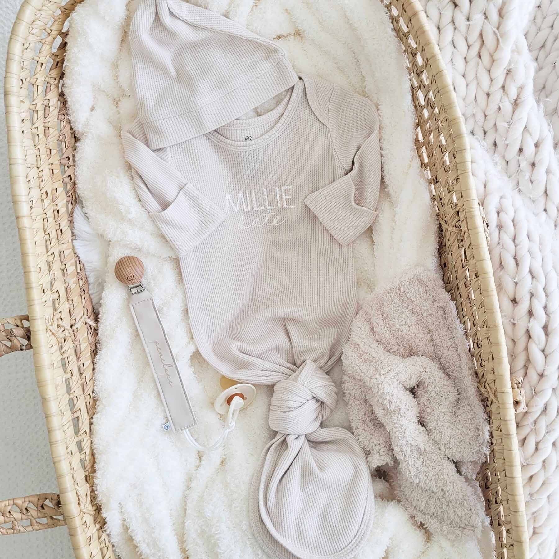  Personalized Bamboo Waffle Newborn Baby Knot Gown | Pastel Cutie、mySite、layawaytickets
