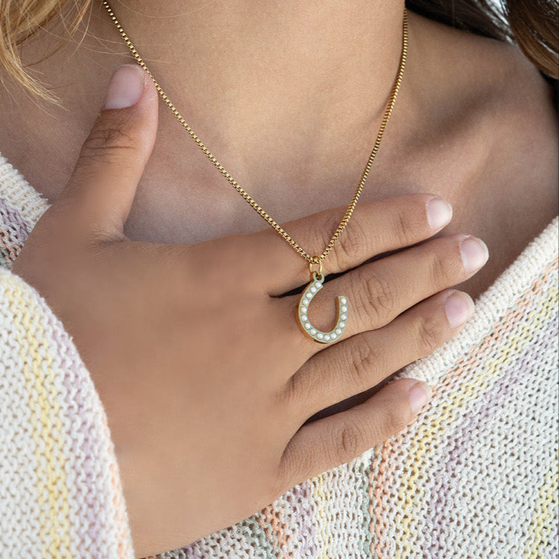 18K Gold PVD Stainless Steel Pearl Horseshoe Charm / PDL0251、mySite、dreamappss