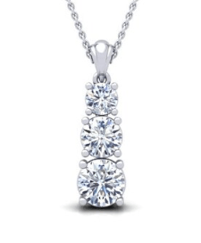 3 Stone Graduated Moissanite Sterling Silver Necklace、mySite、g9winljtr