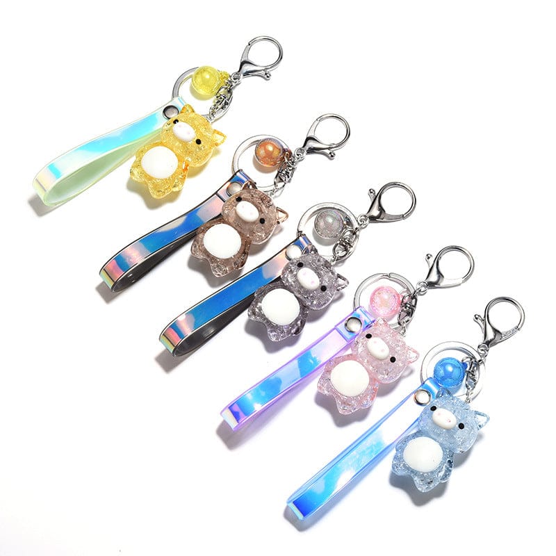 Crackled Acrylic Pig KeyChain, Lights Up! Super Cute for Kids*、mySite、g9winljtr