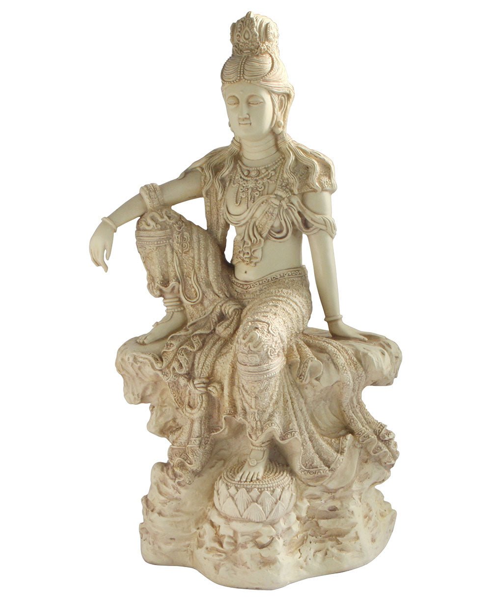 Water and Moon Kuan Yin Statue in Stone Finish, 18 Inches Tall、mySite、topwebapps