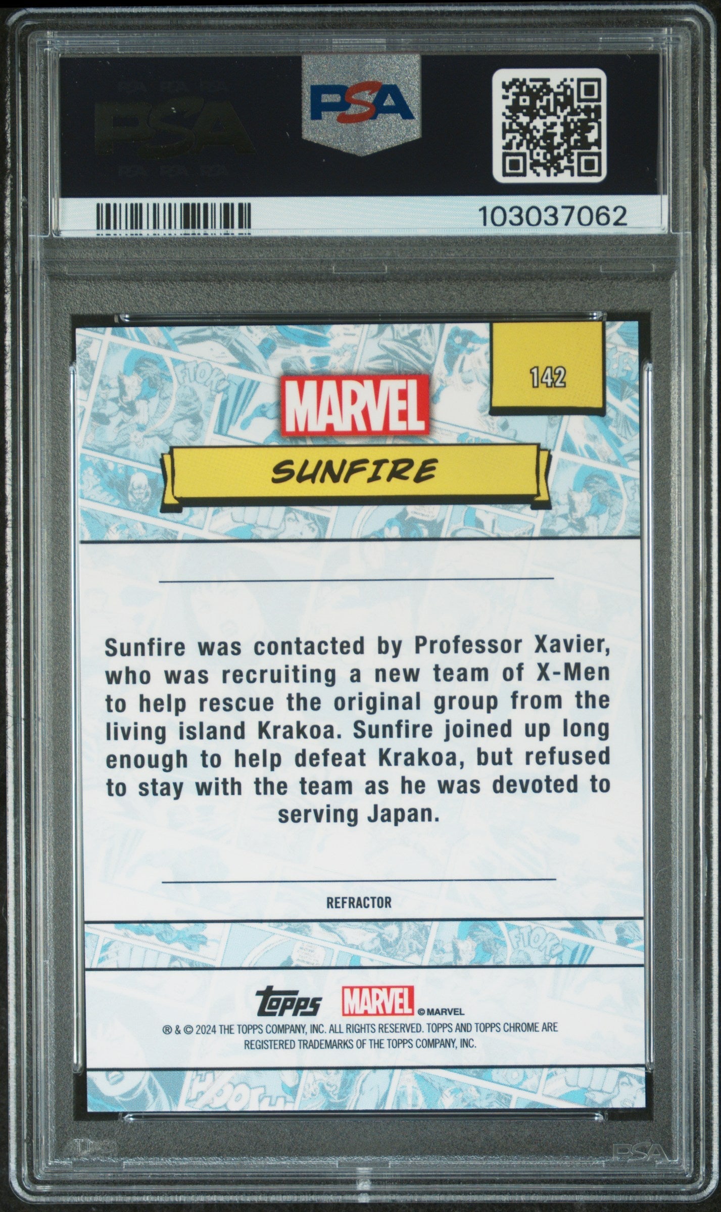Sunfire #142 Refractor PSA 10 Topps Chrome Marvel 2024、mySite、waistdrama