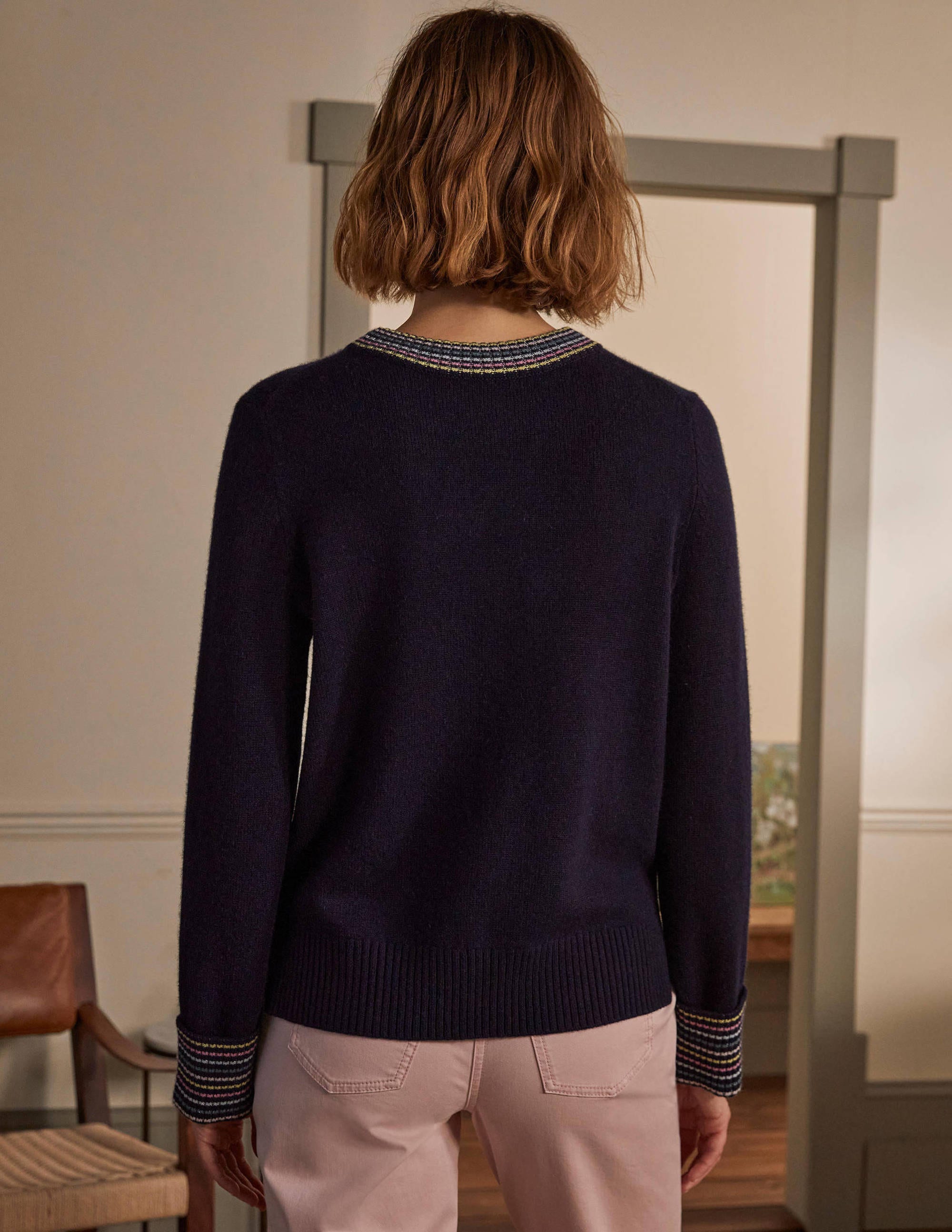  Cashmere Cuff Detail Sweater-Navy、mySite、ashleygrahame