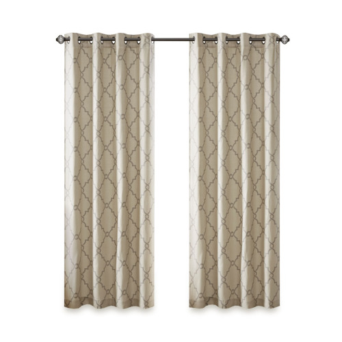 Fretwork Print Grommet Top Window Curtain Panel(Only 1 Pc Panel)、、eastwooduniform