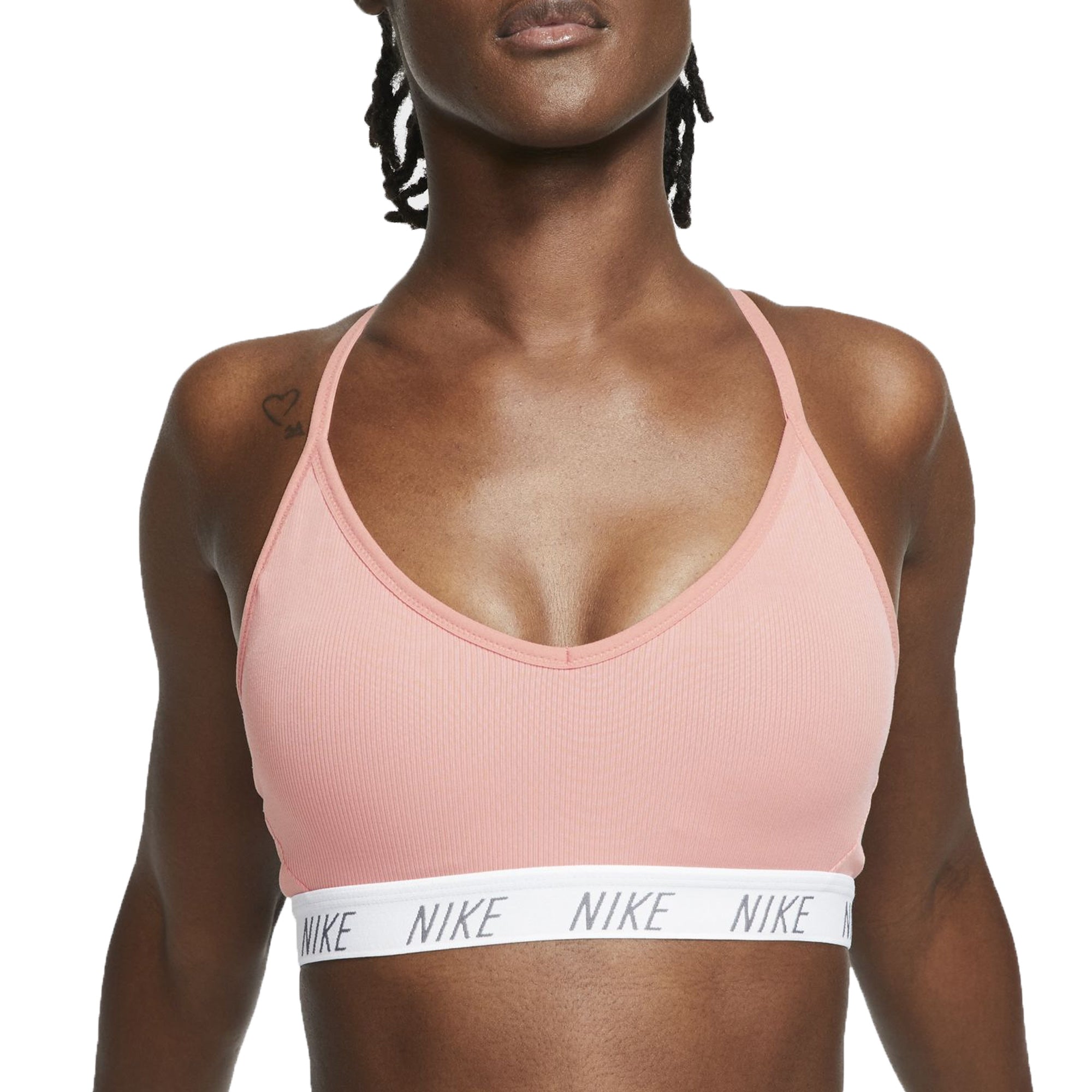 Nike Women's Indy Dri-FIT V-Neck Sports Bra Pink Quartz/White、mySite、noshort
