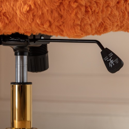 A&A Furniture Office Chair,Artificial rabbit hair Home Office Chair with Golden Metal Base,Adjustable Desk Chair Swivel Office Chair,Vanity Chair(Orange)、、casual