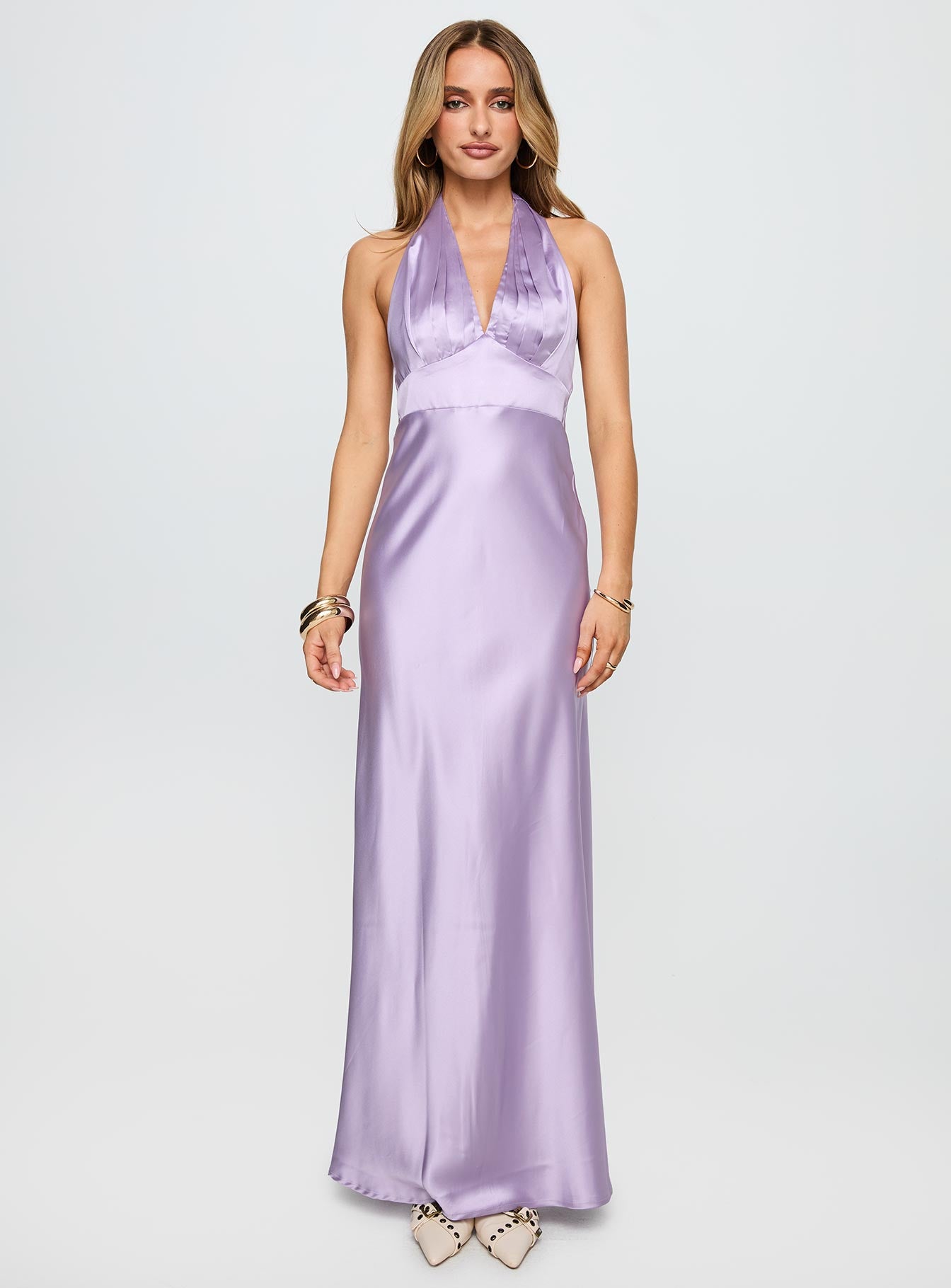 Big Screen Halter Maxi Dress Lilac、mySite、solidvoid