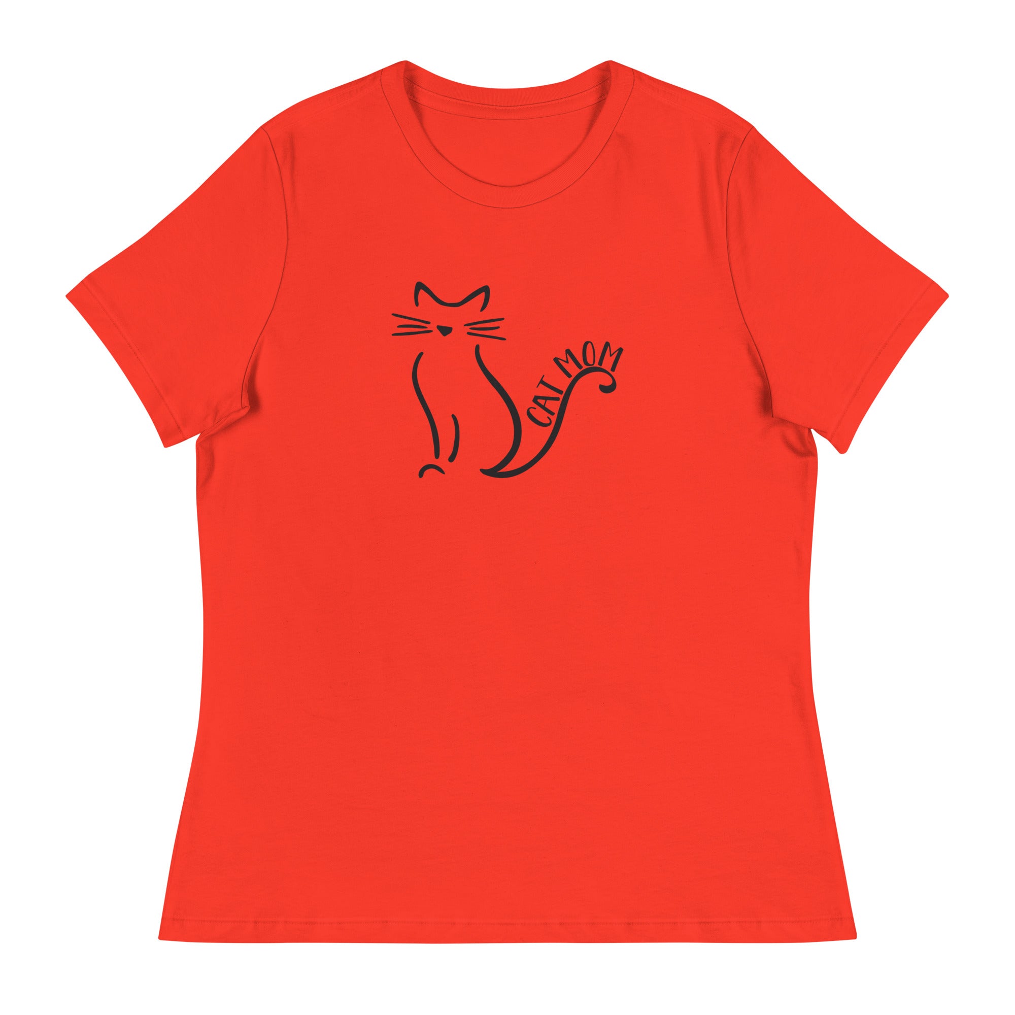 Cat Mom Outlined Women's Relaxed T-Shirt、mySite、camillekostekn