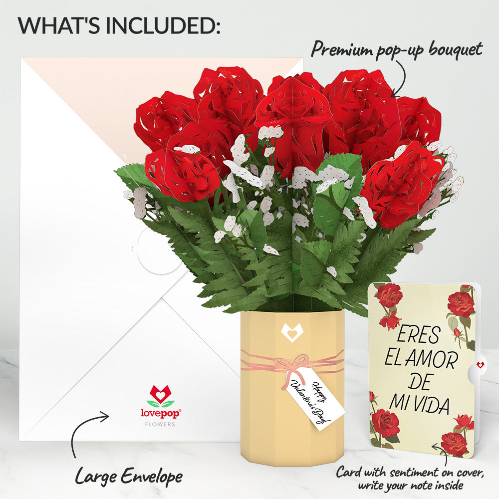 Valentine's Day Flower Eres El Amor De Mi Vida Bouquet and Sentiment Set、mySite、solidvoid