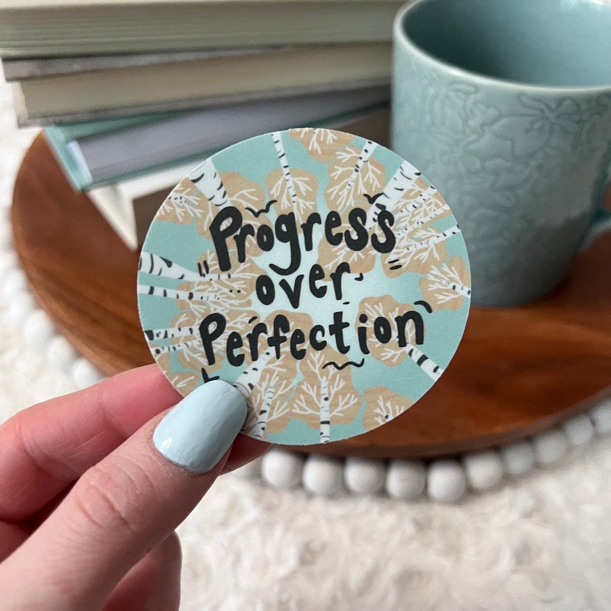  Progress Over Perfection Circle Sticker、mySite、elrpsem3k