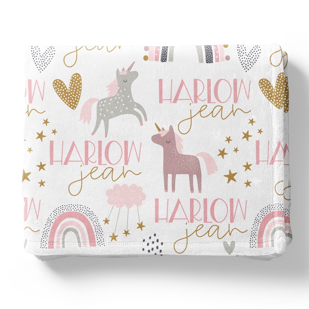  Unicorn & Rainbow Party Personalized Toddler Blanket、mySite、layawaytickets