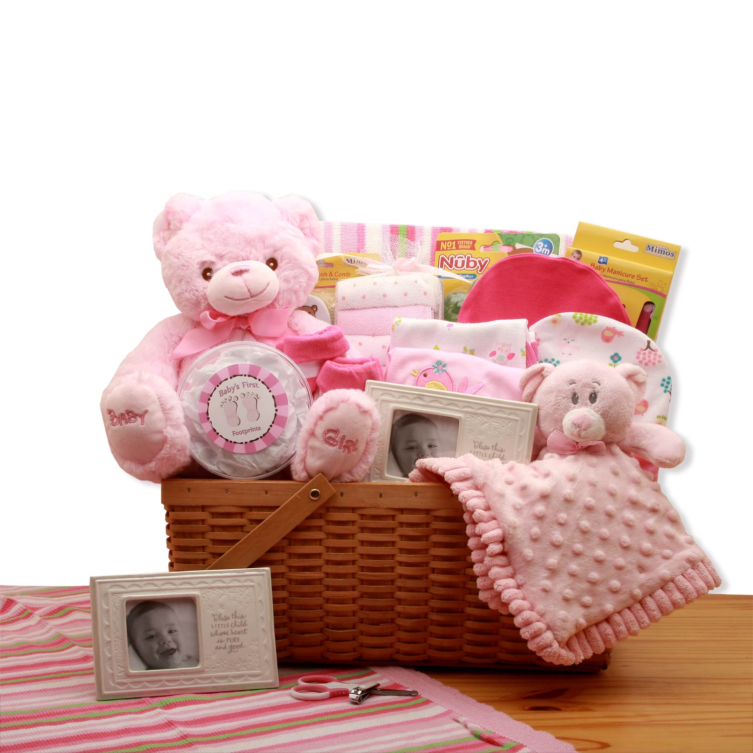 My First Teddy Bear New Baby Gift Basket - Pink、mySite、camillekostekn